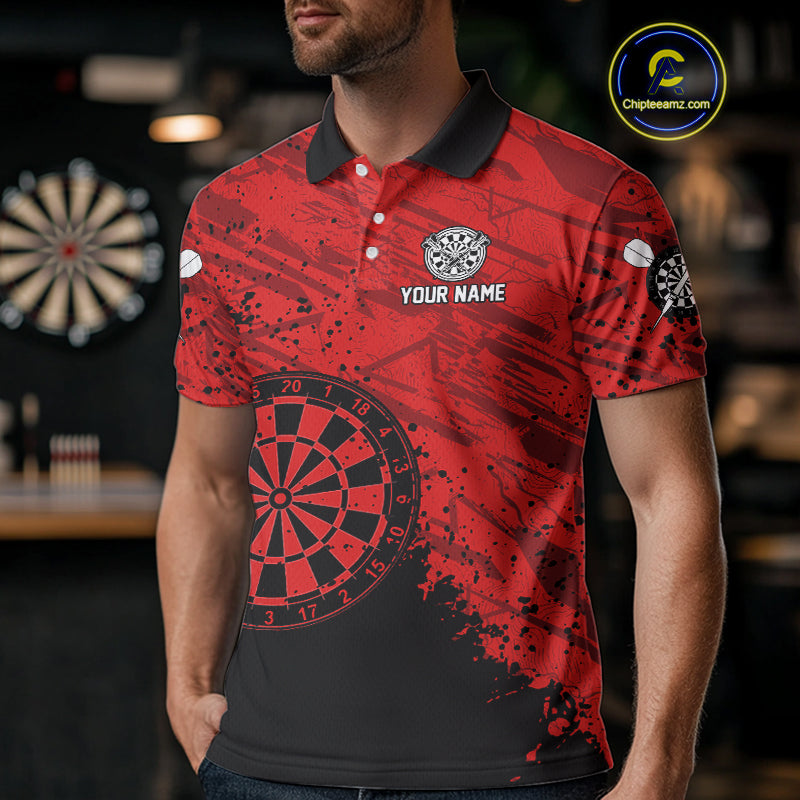 Splashed Pattern Red Dart Boards Custom Dart Shirt For Men, Dart Team Jerseys NYN0108