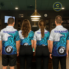 Load image into Gallery viewer, Billiards Pool Player White Blue Tribal Polo Quater-Zip Shirts For Women, Custom Billiard Team Jerseys NYN3015