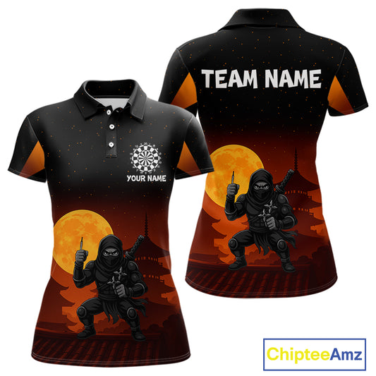 Full Moon Ninja & Dart Arrows Women's Darts Shirt - Custom Name For Darts Jersey NYN0472