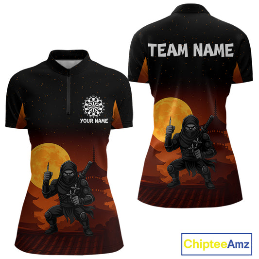 Full Moon Ninja & Dart Arrows Women's Darts Shirt - Custom Name For Darts Jersey NYN0472