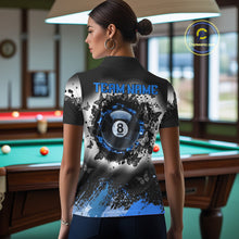 Load image into Gallery viewer, Black, White &amp; Blue Billiard 8 Ball Pool Shirt For Women Custom Butterfly Grunge Team Billiard Jersey NYN3440