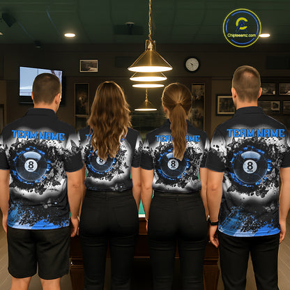 Black, White & Blue Billiard 8 Ball Pool Shirt For Women Custom Butterfly Grunge Team Billiard Jersey NYN3440