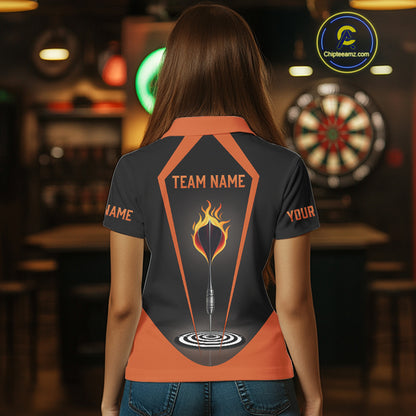 Heartbeat And Dartboard Custom Darts Polo Shirt For Women - Darts Team Jersey NYN0724