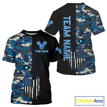 Load image into Gallery viewer, Custom Navy Digital Camo Skull Pickleball League Jerseys Men Skull Pickleball Paddle Shirt NYN2155