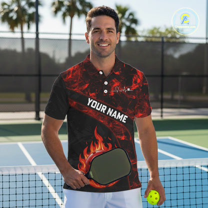 Custom Red Flaming Men Pickleball Ball 3D League Jerseys Flame Skull Pickleball Team Shirts NYN2156