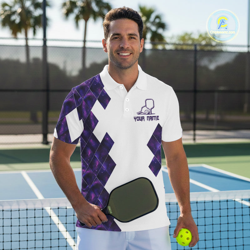 Custom Purple Galaxy Dragon Holographic Pickleball Ball Jerseys Men Pickleball Team Shirts NYN2161