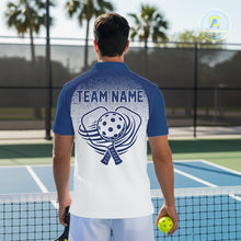 Load image into Gallery viewer, Custom White And Blue Halftone Pickleball Paddle League Jerseys Men Pickleball Team Shirts NYN2164