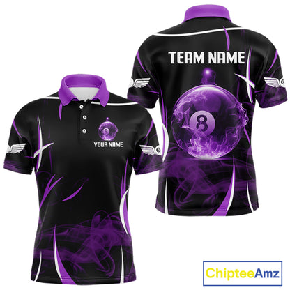 Purple Smokes Pool 8 Ball Men Billiard Polo & 1/4-Zip Shirt Personalized Balls Billiard Gifts NYN2416