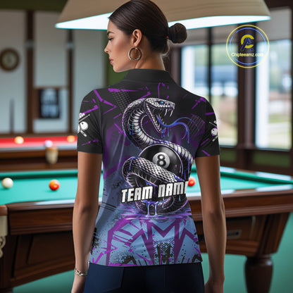 Dripping Cobra 8 Ball Pool Team Shirt Personalized Women Billiard Polo & 1/4-Zip Attire Gifts NYN2418