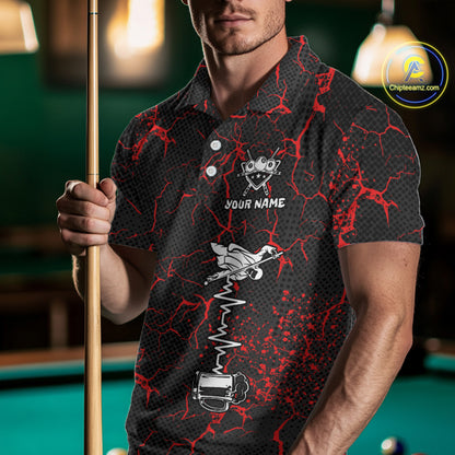 Funny Beer 8 Ball Pool Team Shirt Personalized Men Billiard Polo & 1/4-Zip Attire Gifts|Red NYN2420