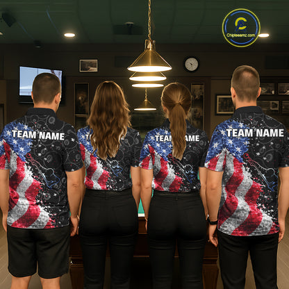 Debris US Flag 8 Ball Pool Polo & 1/4-Zip Shirt For Men Personalized Balls Billiard Gifts NYN2422