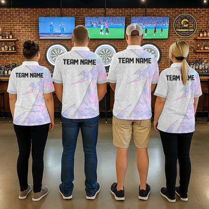 Personalized Pink-Purple Holographic Dartboard Men Darts Polo & 1/4-Zip Shirts Dart Team Jerseys NYN2813