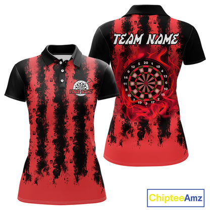 Red Flames Arround Dartboards Custom Dart Shirt For Women, Dart Team Jerseys NYN0236