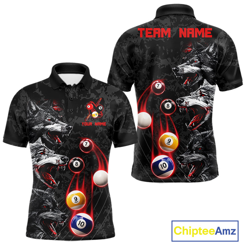 Custom Red Thunder 8 Ball & 9 Ball  Pool Team Shirt For Men Funny Wolfs Billiard Tournament Jerseys NYN4017