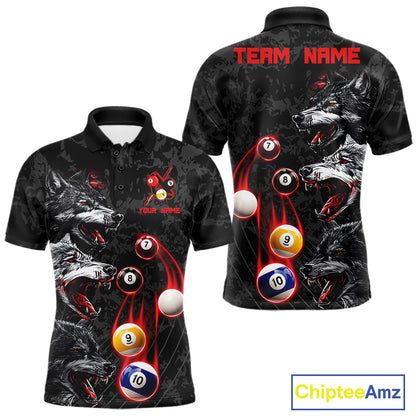 Custom Red Thunder 8 Ball & 9 Ball  Pool Team Shirt For Men Funny Wolfs Billiard Tournament Jerseys NYN4017