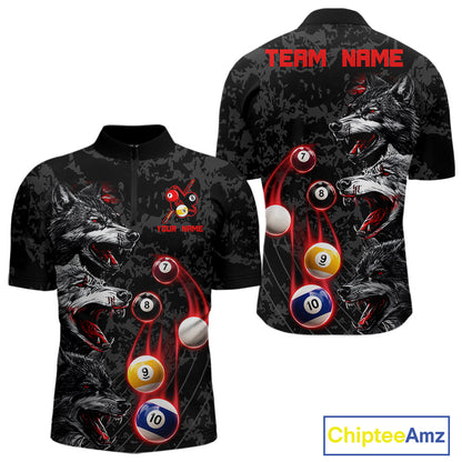 Custom Red Thunder 8 Ball & 9 Ball  Pool Team Shirt For Men Funny Wolfs Billiard Tournament Jerseys NYN4017