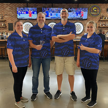 Load image into Gallery viewer, Custom Blue Grunge Wolf Torn Dartboard Men Darts Polo Shirt Wolf Dart League Jerseys NYN2168