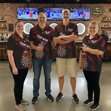 Load image into Gallery viewer, Custom Black &amp; Red Flaming Skull Darts Quarter-Zip Shirt For Women Skull Dart League Jerseys NYN2169