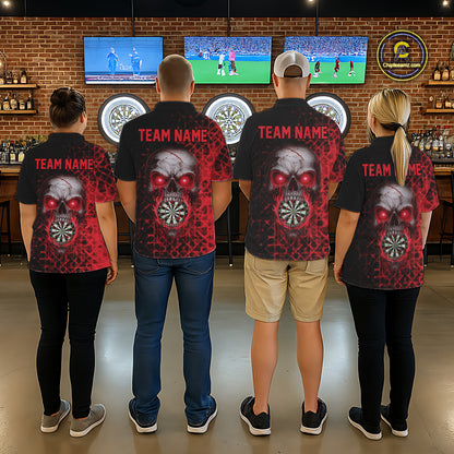 Custom Red Dripping Skull Darts Polo Shirt For Women Fire Flame Skull Dart League Jerseys NYN2175