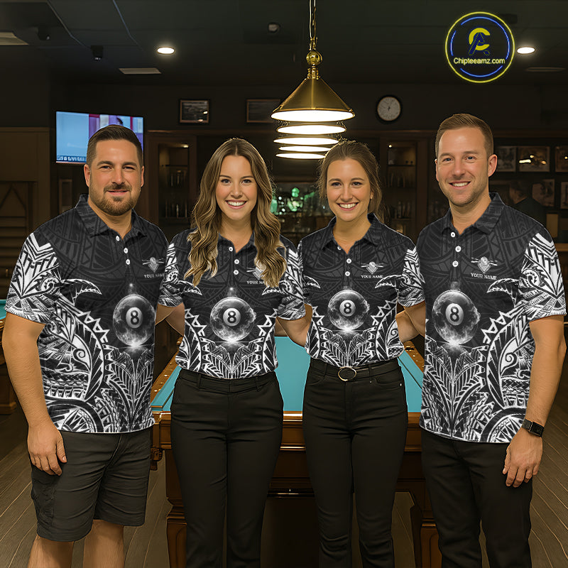 White Tribal Smoke 8 Ball Pool Women Polo & 1/4-Zip Shirt Personalized 3D Ball Billiard Gifts NYN2426