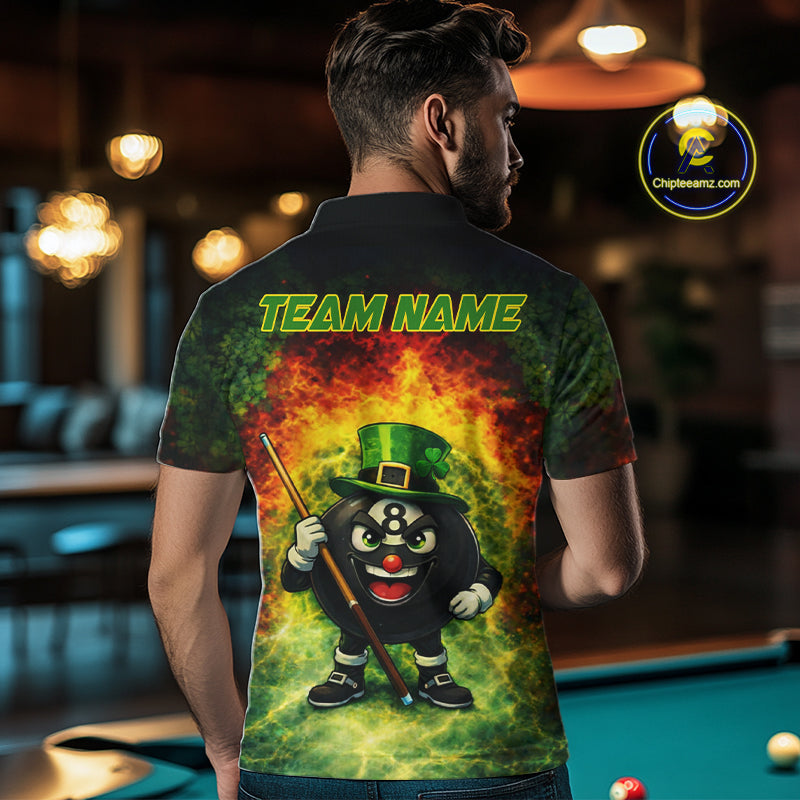 Red & Green Shamrock Thunder Funny Pool 8 Ball Men Billiard Shirt Personalized Balls Billiard Shirts NYN2653