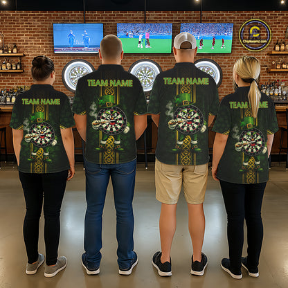 Funny Smoking Dartboard St Patrick's Day Darts Polo Shirt For Women Custom Dart League Shirt NYN2656