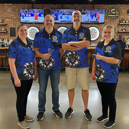 Personalized Black & Grunge Crown Blue Funny Bull Cracked Darts Shirts For Men Dart Team Jerseys NYN2817