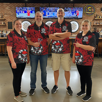Personalized Black & Grunge Red Funny Cool Dog Cracked Darts Shirts For Men Dart Team Jerseys NYN2818
