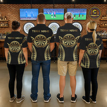 Load image into Gallery viewer, Custom Black &amp; Light Gold Dartboard &amp; Arrow Darts Polo &amp; 1/4-Zip Shirts For Women  Dart Team Jerseys NYN2819