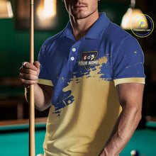 Load image into Gallery viewer, Gold Blue Splatter Billiard Custom Men Billiard Polo &amp; 1/4-Zip Shirts Pool Billiard Team Jerseys NYN3013