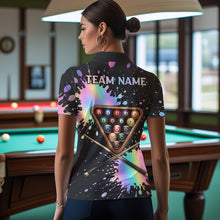 Load image into Gallery viewer, Holographic Rainbow Pool Billiard Shirts For Women Custom Flame 8 Ball Pool Billiard Team Jerseys NYN3016