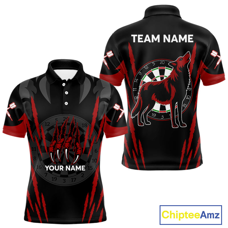 Black And Red Dartboards Custom Wolf Dart Shirts For Men, Dart Team Jerseys NYN0241