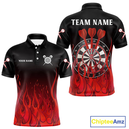 Deep Burgundy Flame Pattern Dartboard Custom Dart Shirt For Men, Dart Jerseys NYN0244