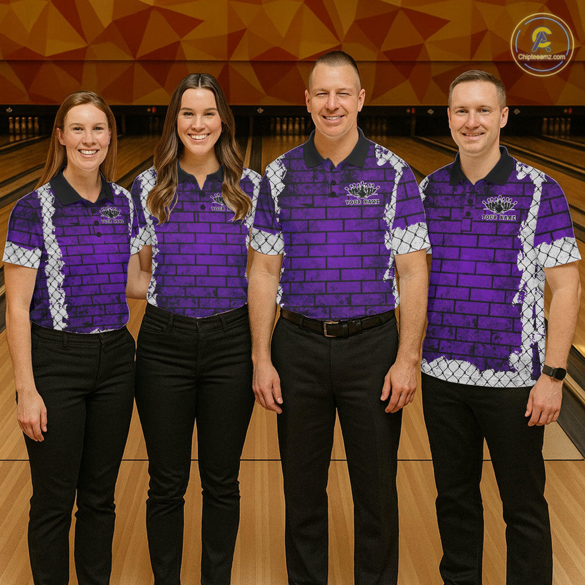 Purple Brick-Wall Fierce Bulldog Women Bowing Team Shirt Personalized Bowling Jersey For Bowlers NYN3195