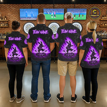 Load image into Gallery viewer, Dart team wearing Crazy Rabbit Fire Flame Purple Custom Jerseys, Professional Dart Tournament Uniforms