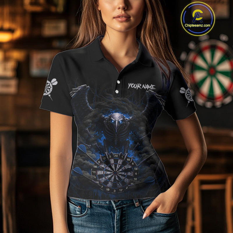 Black Smokes Eagle Chain Blue Grunge Dartboard Custom Women Darts Polo Shirt Dart Jerseys NYN1909