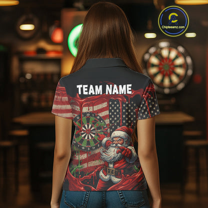 Custom Santa Dripping Dartboard Christmas Women Darts Polo Shirt US Flag Xmas Dart Jerseys NYN1912