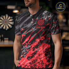 Load image into Gallery viewer, Custom Streaks Red And Grey Skull Men Darts Polo Team Shirt Skull Dart League Jerseys NYN2179