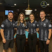 Load image into Gallery viewer, Grey Grunge Ball Pool Women Billiard Polo &amp; 1/4-Zip Shirt Custom 8 Balls Billiard Team Jerseys NYN2443