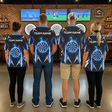 Load image into Gallery viewer, Black And Blue Flames Dartboard Men Darts Polo Shirts Custom Fire Flame Dart Team Jerseys NYN2445
