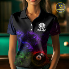Load image into Gallery viewer, Horror Wolfs Colorful Flames Smoke Pool 8 Ball Women Billiard Shirt Custom Ball Billiard Team Attire NYN2664