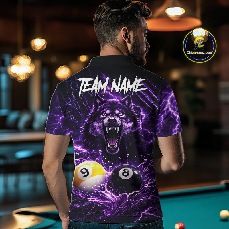 Custom Purple Horrors Wolf Smokes Pool 8 Ball & 9 Ball Men's Billiard Team Shirt Billiard Attire NYN2669
