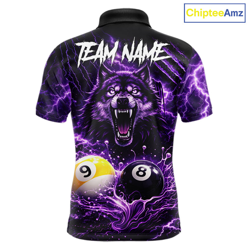Custom Purple Horrors Wolf Smokes Pool 8 Ball & 9 Ball Men's Billiard Team Shirt Billiard Attire NYN2669