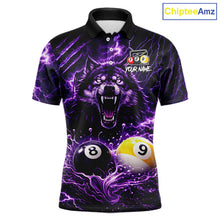 Load image into Gallery viewer, Custom Purple Horrors Wolf Smokes Pool 8 Ball &amp; 9 Ball Men's Billiard Team Shirt Billiard Attire NYN2669