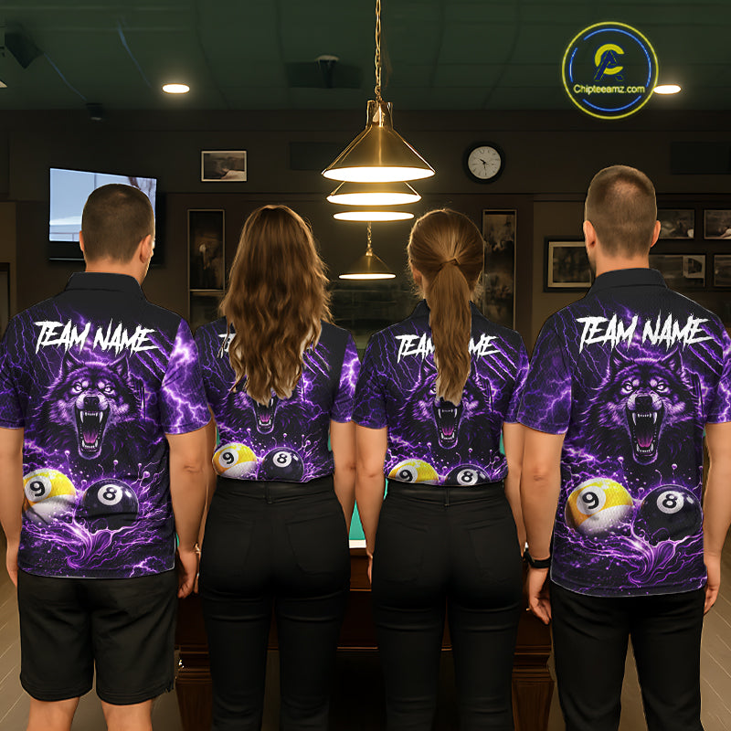 Custom Purple Horrors Wolf Smokes Pool 8 Ball & 9 Ball Men's Billiard Team Shirt Billiard Attire NYN2669
