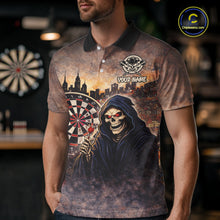 Load image into Gallery viewer, Graffiti Grunge Grim Reaper Red Dartboard Dart Polo Shirts For Men Custom Dart Team Shirts NYN2674