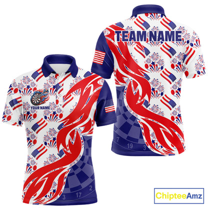 Custom America Flag Dart Polo & Quarter-Zip Shirt For Men Patriotic USA Dart Jerseys NYN2824