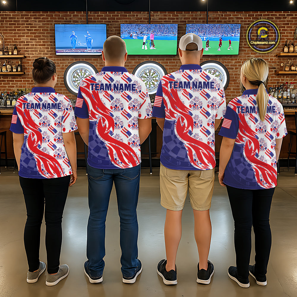 Custom America Flag Dart Polo & Quarter-Zip Shirt For Men Patriotic USA Dart Jerseys NYN2824