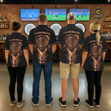 Load image into Gallery viewer, Black And Metallic Copper Darts Polo &amp; 1/4-Zip Shirt For Men Custom Outfits Team Darts Jersey NYN3040