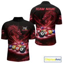 Load image into Gallery viewer, Red Funny Dragon Thunder Ball Pool Billiard Team Shirt For Men Custom Billiards Ball Attire NYN3041
